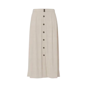 YASUsuma Linen Blend Long Skirt - White Pepper