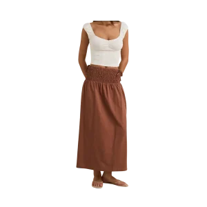 Alana Tie Side Maxi Skirt - Chocolate